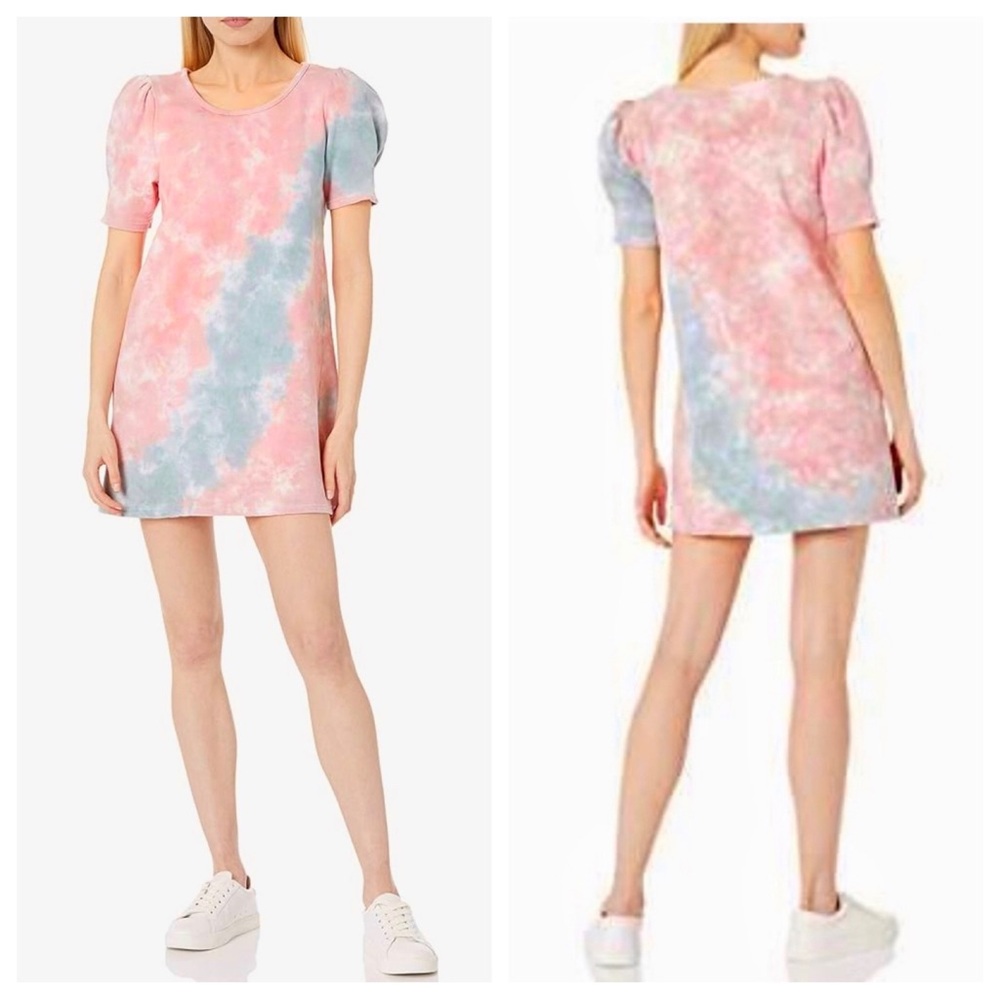 BB Dakota x Steve Madden Cosmic Girl Tie Dye Short Puff Sleeves Mini Dress XS